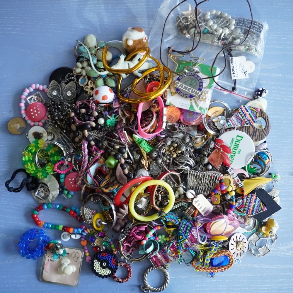 Junk Jewelry Accessory Lot 4+ Lbs NOT Wearable Harvest Broken Craft Upcycle Art